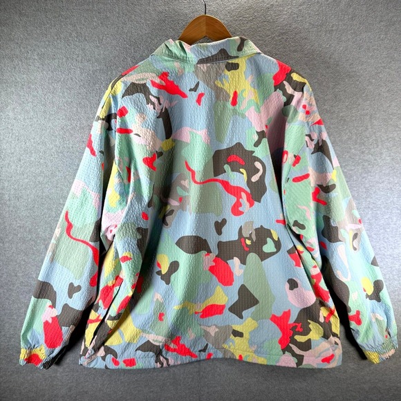 Adidas RYV Windbreaker Jacket Mens Medium Multicolor Paint Splatter Quarter Zip - Picture 8 of 12